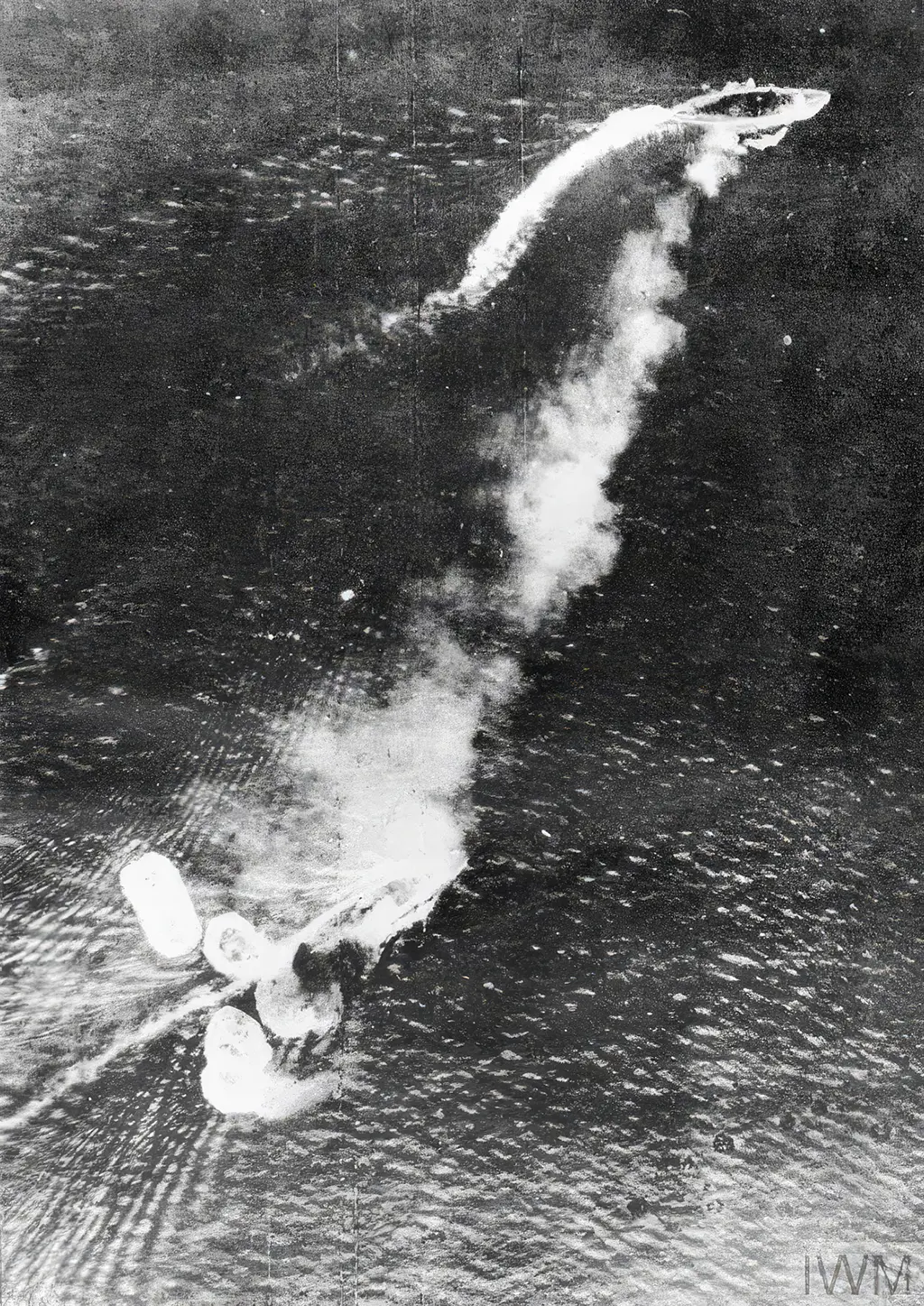 Japanese aerial photograph of HMS Prince of Wales and HMS Repulse under attack